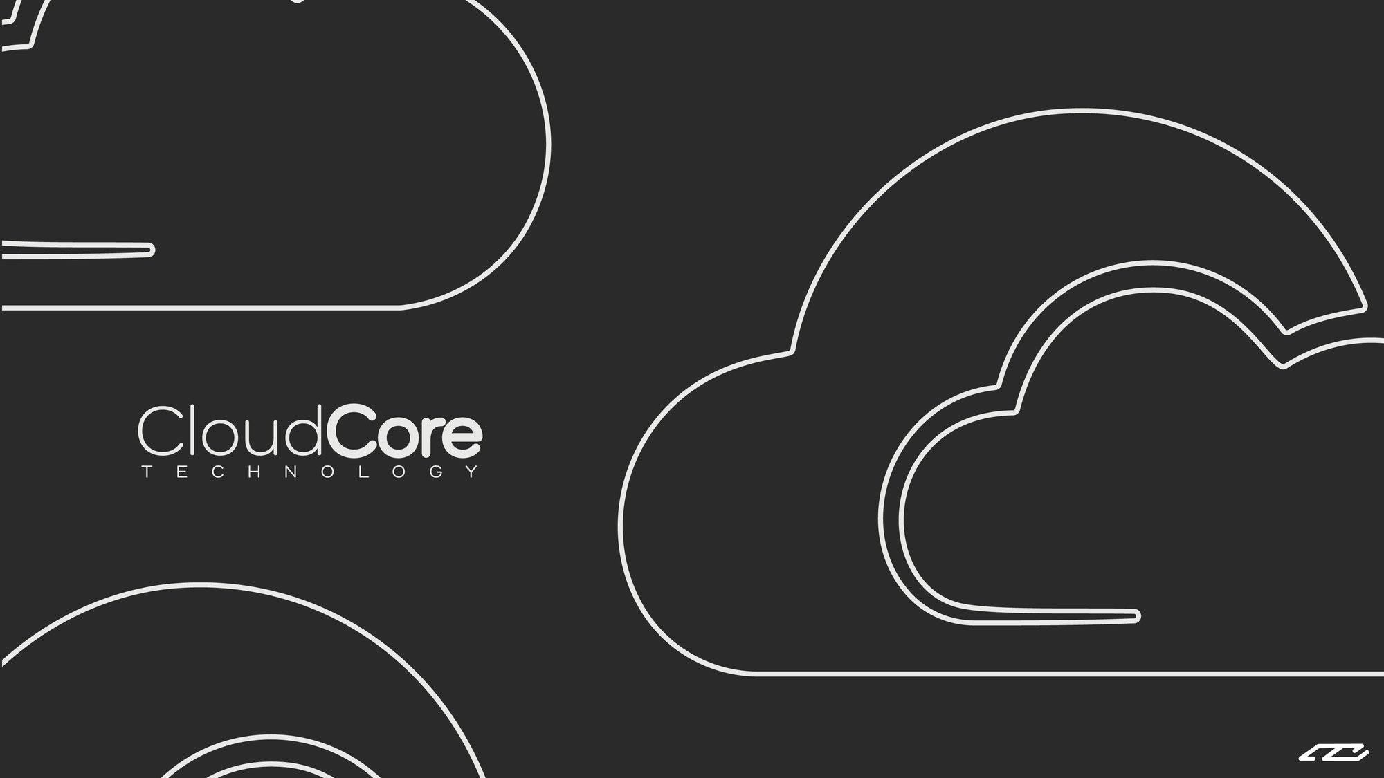 CloudCore business card, dark specification.