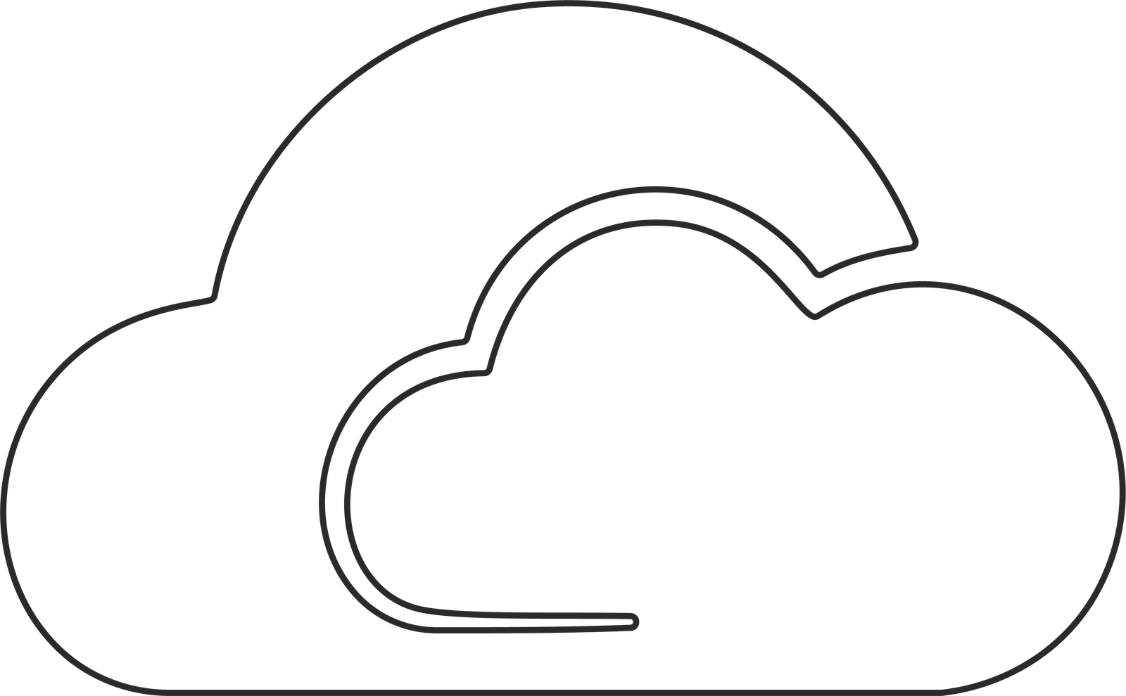 CloudCore cloud mark with dashed arches rising above it.