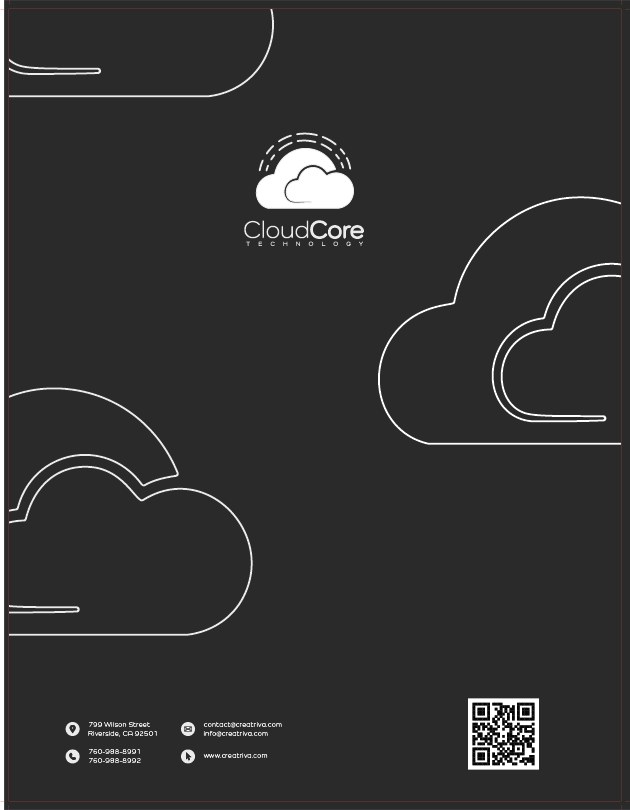 CloudCore letterhead, mark-forward layout.
