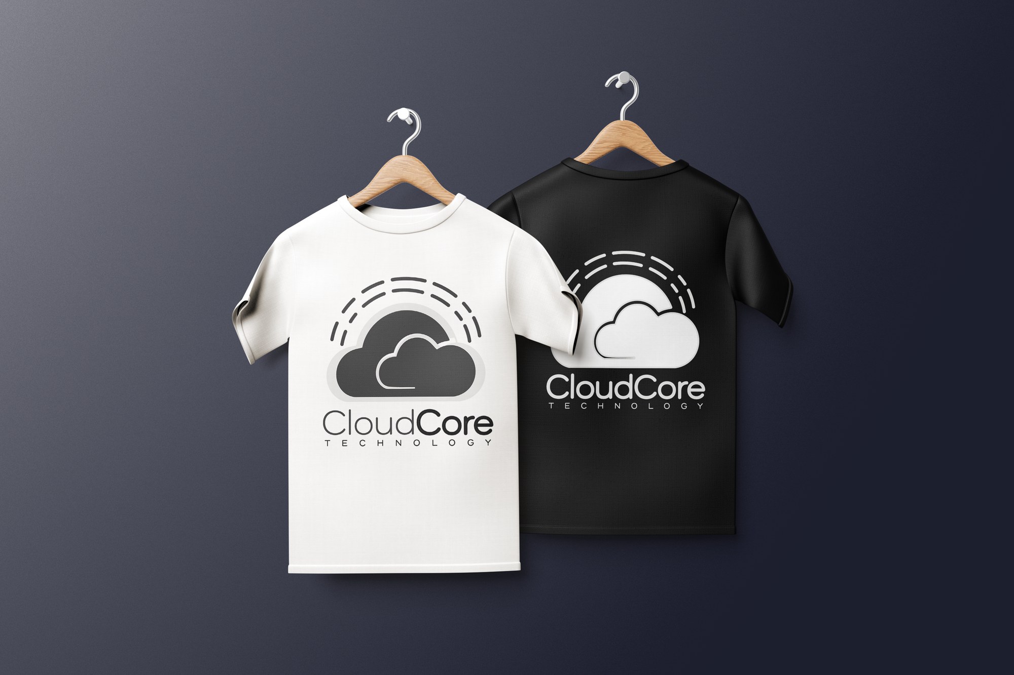 CloudCore-branded t-shirts.